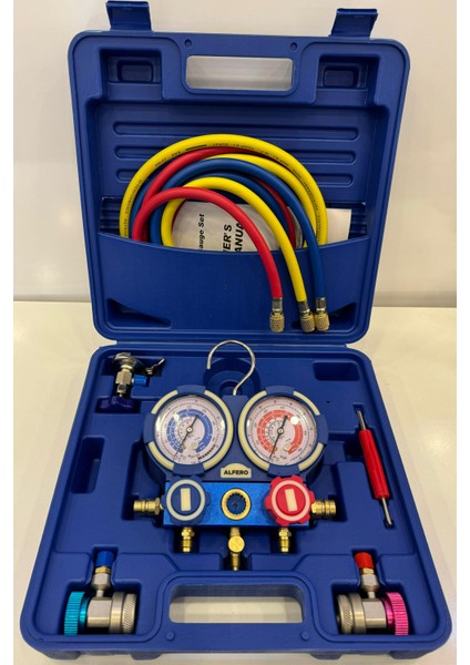 2 Valfli Manifold Gösterge Kiti 1.5m Hortumlu Çantalı R134 A R22 R404 A R410 A Gaz