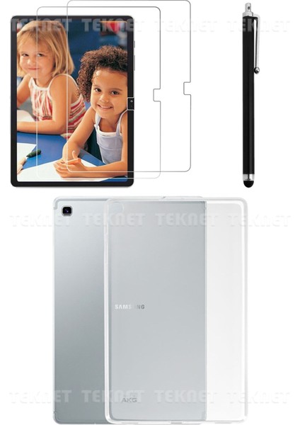 Samsung Galaxy Tab A7 Lite T220 Silikon Tablet Kılıfı Kapak - Ekran Koruyucu - Kalem 3'lü Set