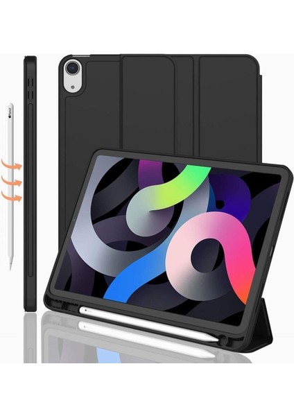 IPad 10.nesil 10.9 Inç 2022 Uyumlu Kılıf Kalem Bölmeli Uyku Modlu Standlı Silikon A2757 A2777 A2696 modelleri