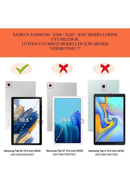 Samsung Galaxy Tab A8 SM-X200 10.5 Inç Tablet Uyumlu Şeffaf Süper Silikon Kapak