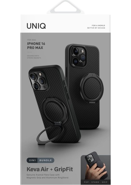 Apple iPhone 16 Pro Max Keva Air 2 In 1 Bundle Gripfit Kılıf Armaid Fiber Magsafe (Magclick) Premium Kapak