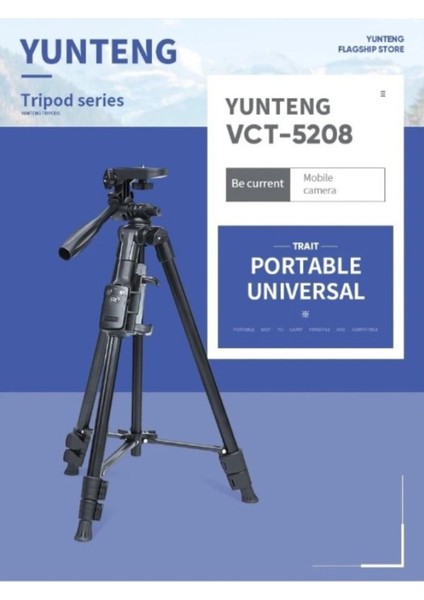 Yunteng Tripod & Telefon Tutucu Ayarlanabilir Profesyonel 360 Dönebilen Uzaktan Kumandalı