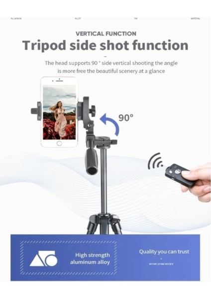 Yunteng Tripod & Telefon Tutucu Ayarlanabilir Profesyonel 360 Dönebilen Uzaktan Kumandalı