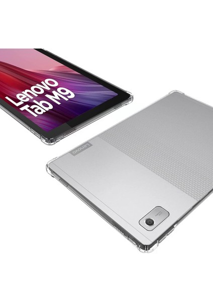 Lenovo Tab M9 (ZAC30155TR) 2023 Uyumlu Silikon Kılıf Şeffaf Darbelere Karşı Köşe Korumalı