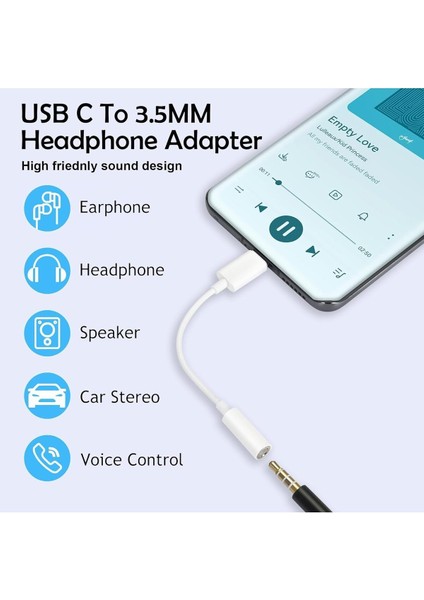 Android Type-C Uyumlu Kablolu Kulaklık Çevirici Type-C To Headphone Jack Aux Samsung Xiaomi Redmi