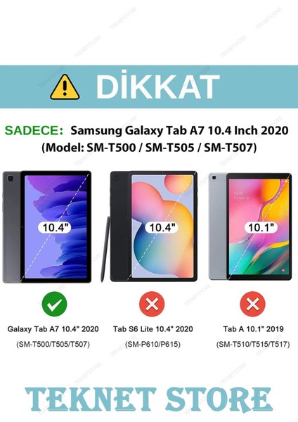 Samsung Tab A7 T500 10.4 Inç Uyumlu 360 Dönen Standlı Kılıf Kalem Ekran Koruyucu Seti