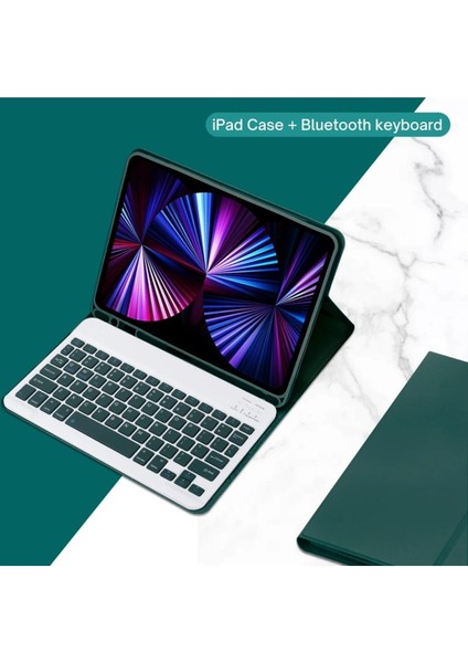 Apple Ipad Pro 4. Nesil M2 2022 11 Inç Uyumlu Bluetooth Klavyeli Kılıf Kalem Bölmeli (Türkçe Klavye)