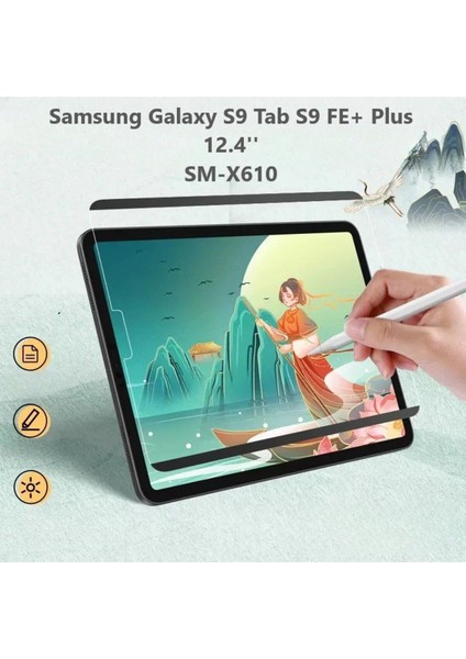 Samsung Galaxy Tab S9 Fe Plus 12.4 Inç Uyumlu Ekran Koruyucu Magnetic (Mıknatıslı) Kağıt Hissiyatlı