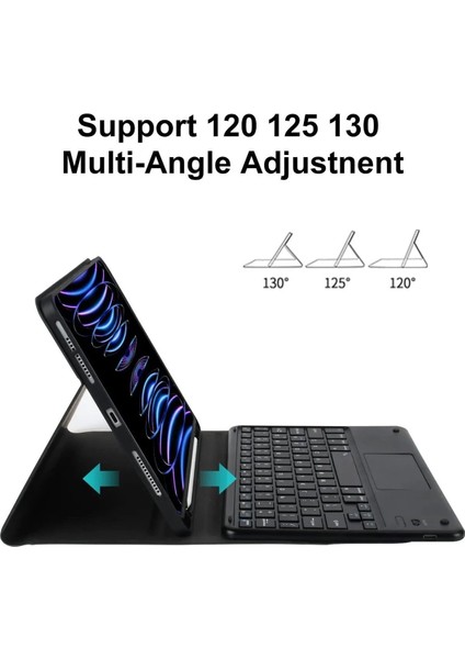 iPad Air 5. Nesil 10.9 Inç M1 2022 Tablet Uyumlu Bluetooth Klavyeli Kılıf (Türkçe Klavye)