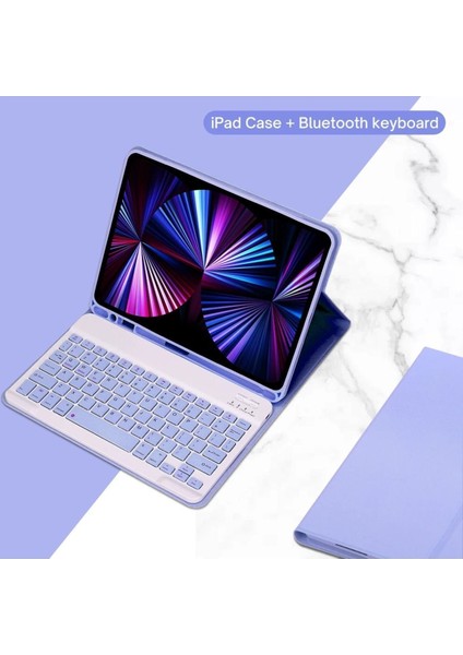 Apple Ipad Pro 4. Nesil M2 2022 11 Inç Uyumlu Bluetooth Klavyeli Kılıf Kalem Bölmeli (Türkçe Klavye)
