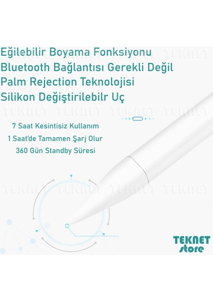 Ipad Pro 12.9 5. Nesil 2021 Active Stylus Özel Yazı / Çizim Kalemi Palm Rejection Dokunmatik Kalem