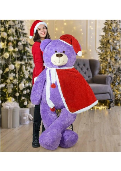 Peluşçu Dayı 160 cm Yılbaşı Şapka ve Pelerinli Ayıcık