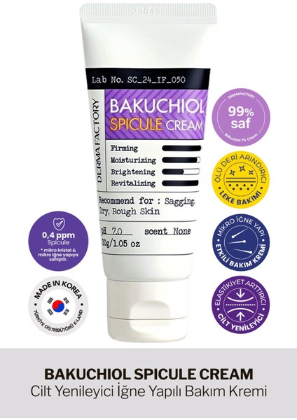 Cilt Yenileyici Iğne Yapılı Spikül ve Bakuchiol Krem Derma Factory %0.4 Spicule Cream