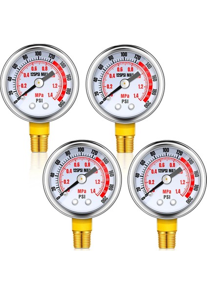 Многоцелевые Наборы,4 Adet 0-200 Psi Hava Basıncı Göstergesi 1/8ın Erkek Npt Bağlantısı Hava Göstergesi Alt Yan Montaj 1.57IN Kadranlı Hava Kompresörü Göstergesi (Yurt Dışından)