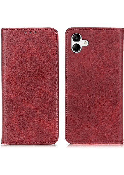 Samsung Galaxy A05 4g Kasa Bölünmüş Deri Kapak Stand Cowhide Doku Telefon Kabuğu (Yurt Dışından)