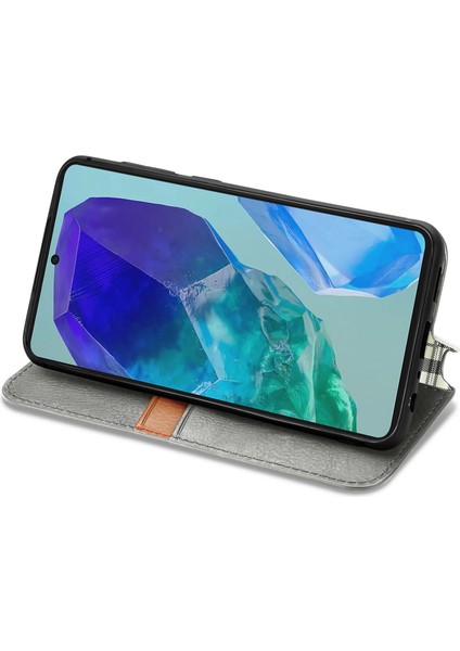 Samsung Galaxy M55 5g / C55 5g / F55 5g Deri Eşkenar Dörtgen Folyo Flip Telefon Kapağı (Yurt Dışından)