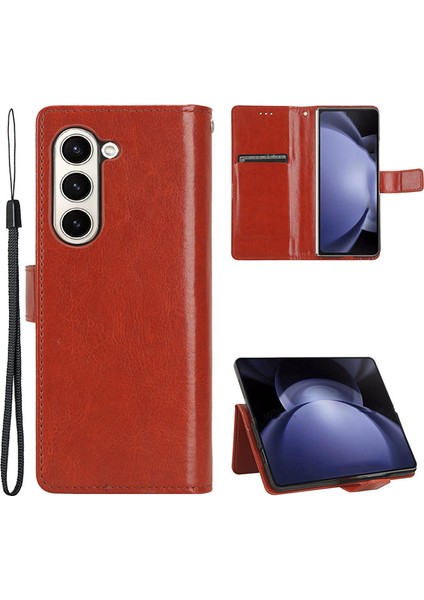 Samsung Galaxy Z Fold6 5g Crazy Horse Dokulu Deri Katlanır Telefon Kılıfı (Yurt Dışından)