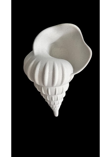 Deniz Kabuğu Model Dekorasyon, Beyaz/mermer Desenli Dekor Ürünü 24 cm Biyoplastik