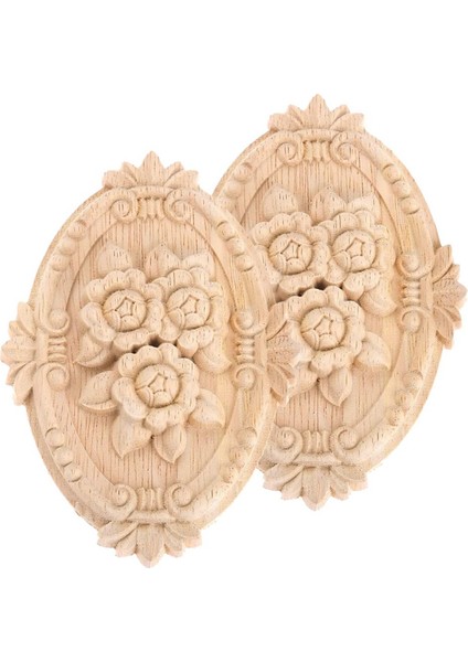 Многоцелевые Наборы,4 Adet Ahşap Oyma Aplike Çerçeve Onlay Boyasız Mobilya Dekorasyon Boyasız Oval Desenler 21X15 cm (Yurt Dışından)