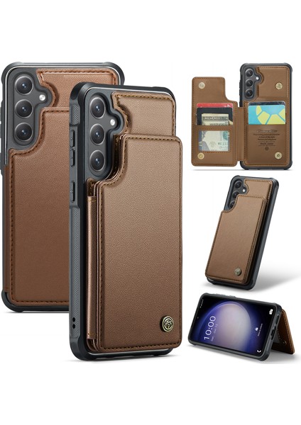 Samsung Galaxy S23 Fe Litchi Doku Rfıd Engelleme Kickstand Cover (Yurt Dışından)