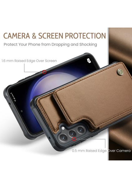 Samsung Galaxy S23 Fe Litchi Doku Rfıd Engelleme Kickstand Cover (Yurt Dışından) indirimleri