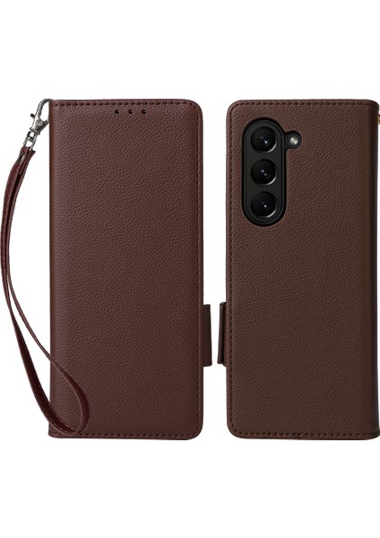 Samsung Galaxy Z Fold6 5g Darbeye Dayanıklı Litchi Doku Deri Telefon Kılıfı (Yurt Dışından)
