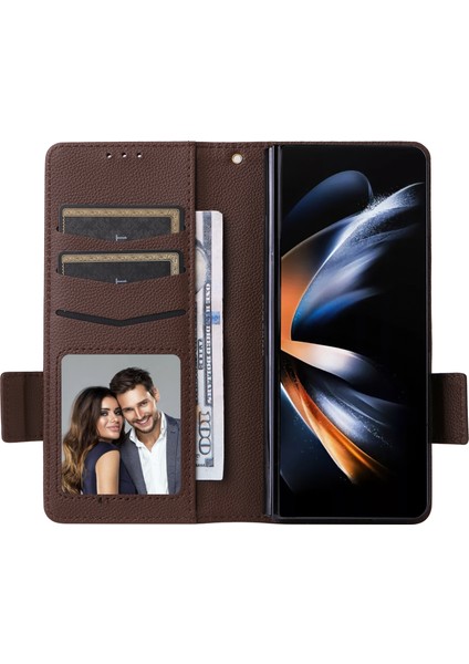 Samsung Galaxy Z Fold6 5g Darbeye Dayanıklı Litchi Doku Deri Telefon Kılıfı (Yurt Dışından)