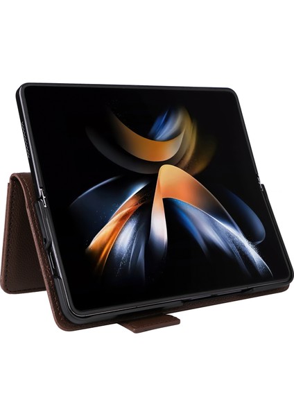 Samsung Galaxy Z Fold6 5g Darbeye Dayanıklı Litchi Doku Deri Telefon Kılıfı (Yurt Dışından)
