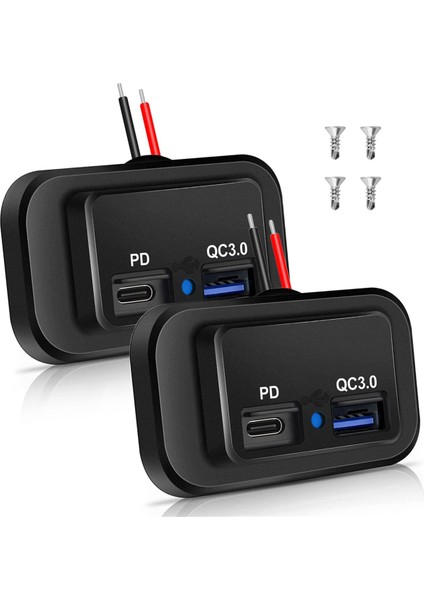 Многоцелевые Наборы,2pcs 12V/24V Rv USB Çıkışı, Çift Pd3.0 Tip-C (Usb C) ve Hızlı Şarj Qc3.0 Usb-A Bağlantı Noktası Panel Montajlı Araç USB Soket Şarj Cihazı (Yurt Dışından)