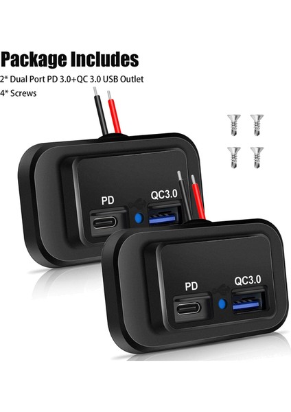 Многоцелевые Наборы,2pcs 12V/24V Rv USB Çıkışı, Çift Pd3.0 Tip-C (Usb C) ve Hızlı Şarj Qc3.0 Usb-A Bağlantı Noktası Panel Montajlı Araç USB Soket Şarj Cihazı (Yurt Dışından)