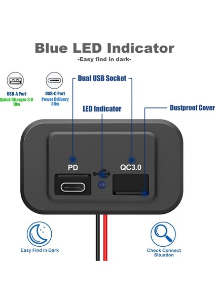 Многоцелевые Наборы,2pcs 12V/24V Rv USB Çıkışı, Çift Pd3.0 Tip-C (Usb C) ve Hızlı Şarj Qc3.0 Usb-A Bağlantı Noktası Panel Montajlı Araç USB Soket Şarj Cihazı (Yurt Dışından)