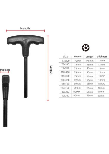 Многоцелевые Наборы,siyah Saplı T Şekilli Altıgen Anahtar 10 Parça Özel Şekilli Anahtar Seti T7-T40 (Yurt Dışından)