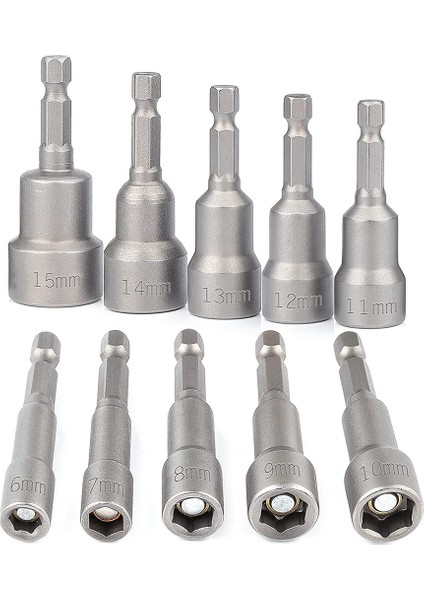 Многоцелевые Наборы,manyetik Soket Adaptörü 1/4 Inç Lokma Seti 6-15 mm Matkap Veya Akülü Tornavida Için Altıgen 10'lu Set (Yurt Dışından)