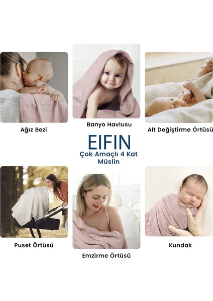 Çok Amaçlı Müslin Örtü & Battaniye 2'li Set %100 Pamuk Oeko-Teks Sertifikalı 80X80 cm indirimleri