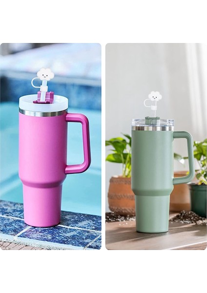 30 & 40 Oz Tumbler Saman Kapağı 8mm Bulut Şekli Saman Kapakları Kapağı Sevimli Silikon Bulut Saman Kapakları, Saman Koruyucuları (Yurt Dışından)