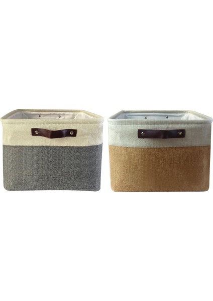 Katlanabilir Kumaş Saklama Kutusu Seti Pamuk Keten Saklama Sepeti Dolap Organizatör Kutusu Kolları ile (Yurt Dışından)