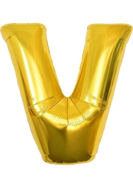 Altın Folyo Balon 32" Inç 76 cm V Harfi