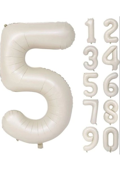 Folyo Balon 5 Rakamı Helyum Balon 86 cm Krem Renk - 5 Yaş Balon - 5 Rakam Balon-Deniz Kumu-Bej Rengi fiyatları