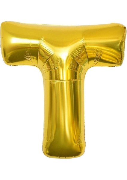 Altın Folyo Balon 16" Inç 40 cm T Harfi