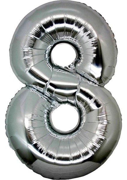Gümüş Folyo Balon 16" Inç 40 cm 8 Rakamı