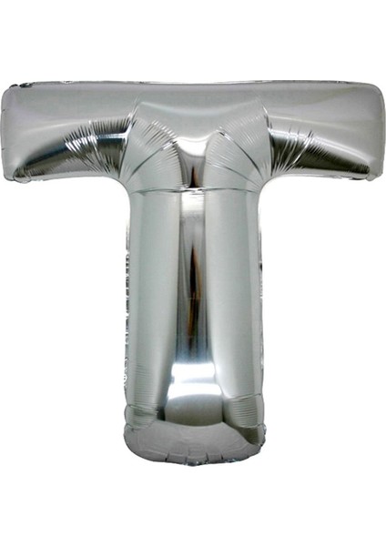Gümüş Folyo Balon 16" Inç 40 cm T Harfi