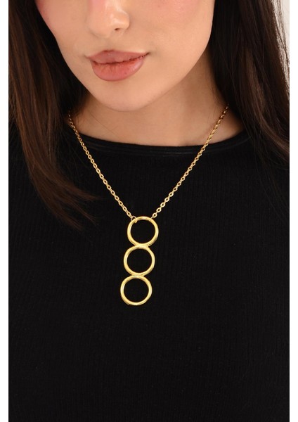 Pınkmark Kadın Gold Üçlü Halka Chokker Kolye 40CM PMKL25617