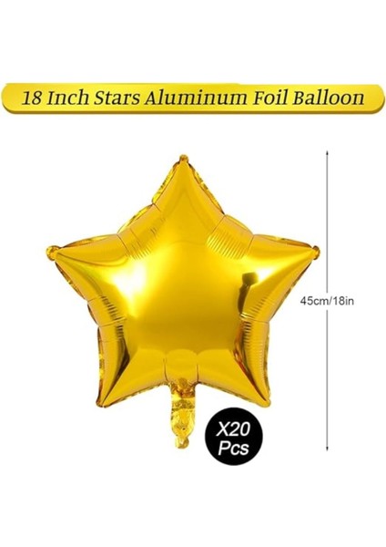 5li Gold Yıldız Balon - Yıldız Folyo Balon 18" (45 Cm) 5'li Yıldız Balon - Balon Setleri - Balon S fiyatları