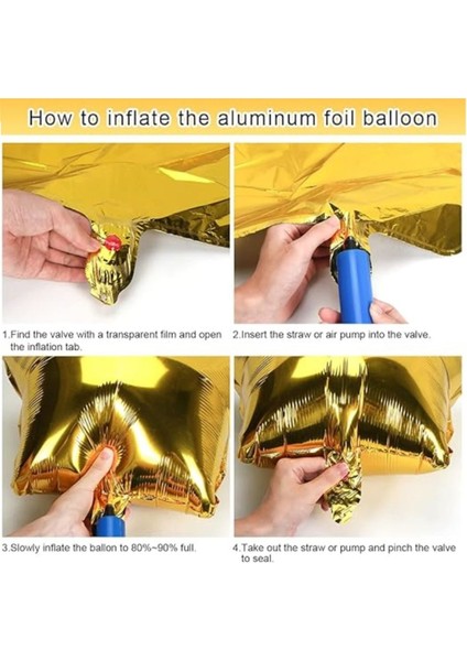 5li Gold Yıldız Balon - Yıldız Folyo Balon 18" (45 Cm) 5'li Yıldız Balon - Balon Setleri - Balon S modelleri