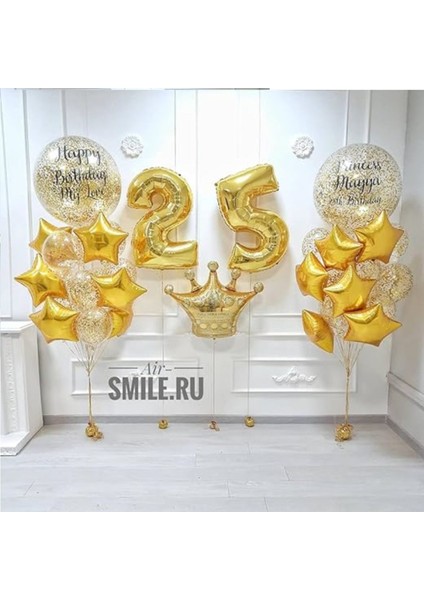5li Gold Yıldız Balon - Yıldız Folyo Balon 18" (45 Cm) 5'li Yıldız Balon - Balon Setleri - Balon S indirimleri