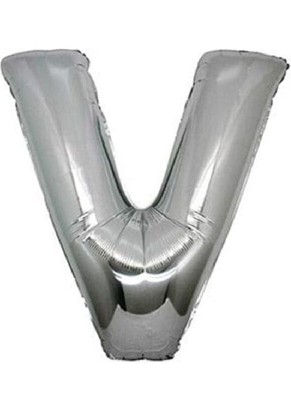 Gümüş Folyo Balon 32" Inç 76 cm V Harfi