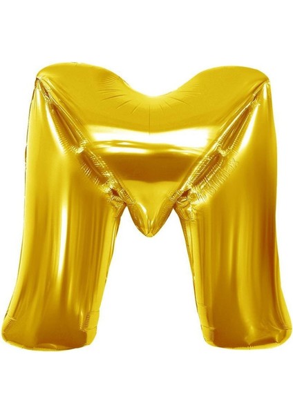 Altın Folyo Balon 16" Inç 40 cm M Harfi