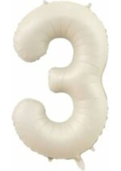 Folyo Balon 3 Rakamı Helyum Balon 86 cm Krem Renk - 3 Yaş Balon - 3 Rakam Balon-Deniz Kumu-Bej Rengi