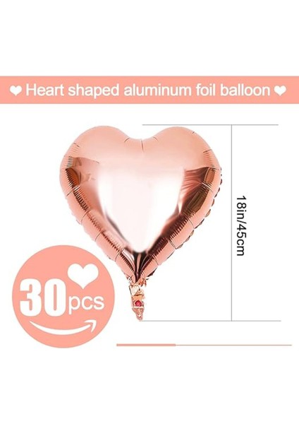 5li Rose Kalp Balon - Kalp Folyo Balon - 18" (45 cm ) 5'li Kalp Balon - Balon Setleri - Balon Seti fiyatları
