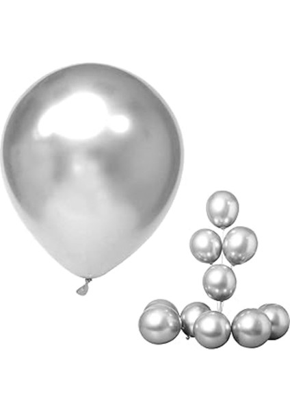 Gümüş 30 Adet Metalik Balon Büyük Boy 30 cm